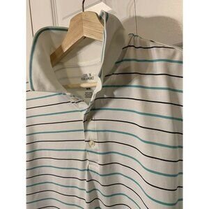 Cool 18 Performance Haggar Short Sleeve Polo Shirt Sz‎ M White Striped